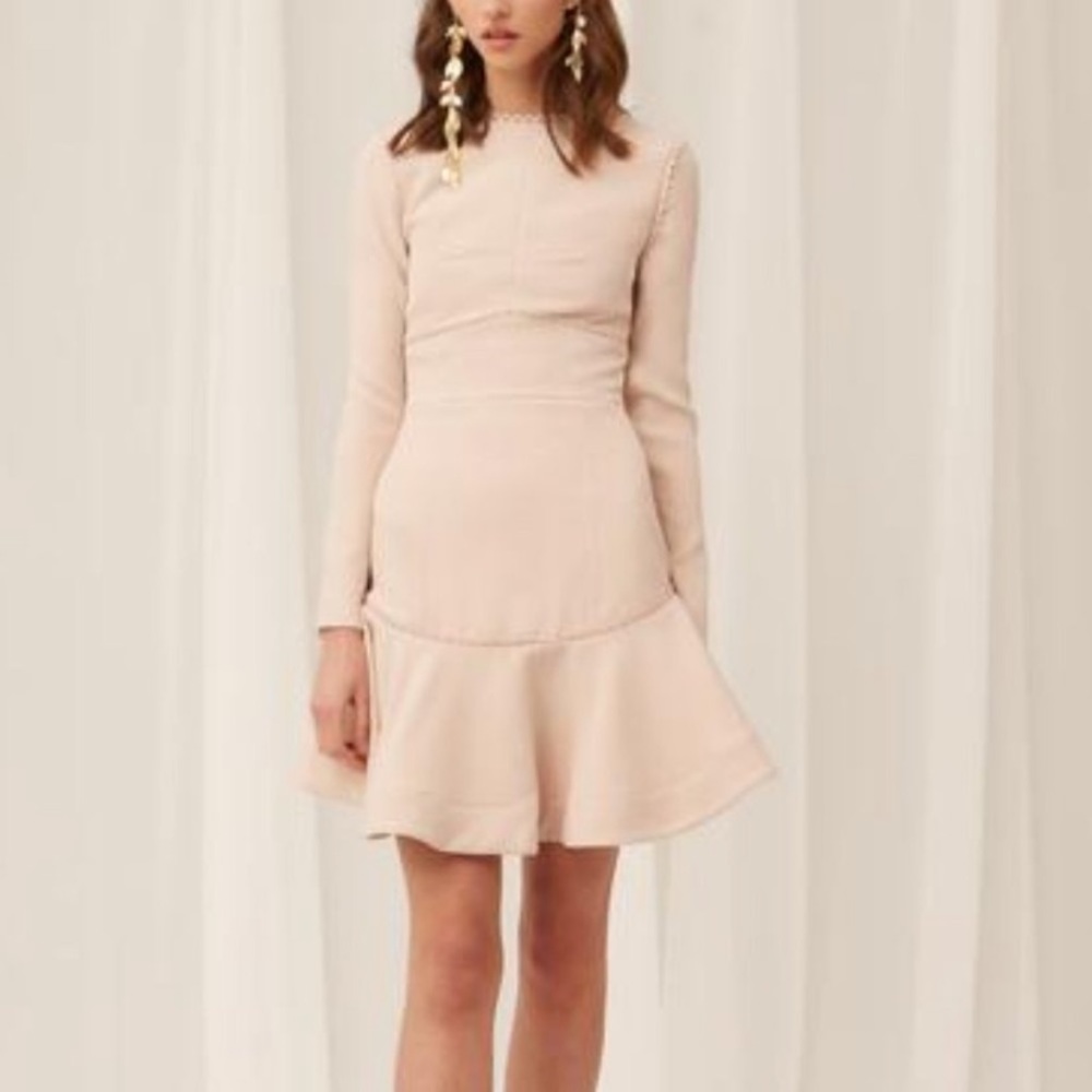 Keepsake Nude/pink long sleeve dress Size Small
